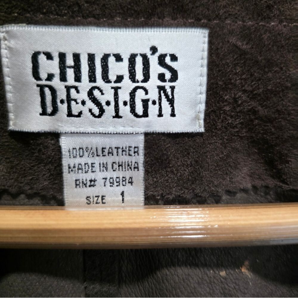 CHICOS DESIGN SUEDE Leather FRINGE Brown Single Hook Closure Jacket SIZE 1 US M - Picture 2 of 13